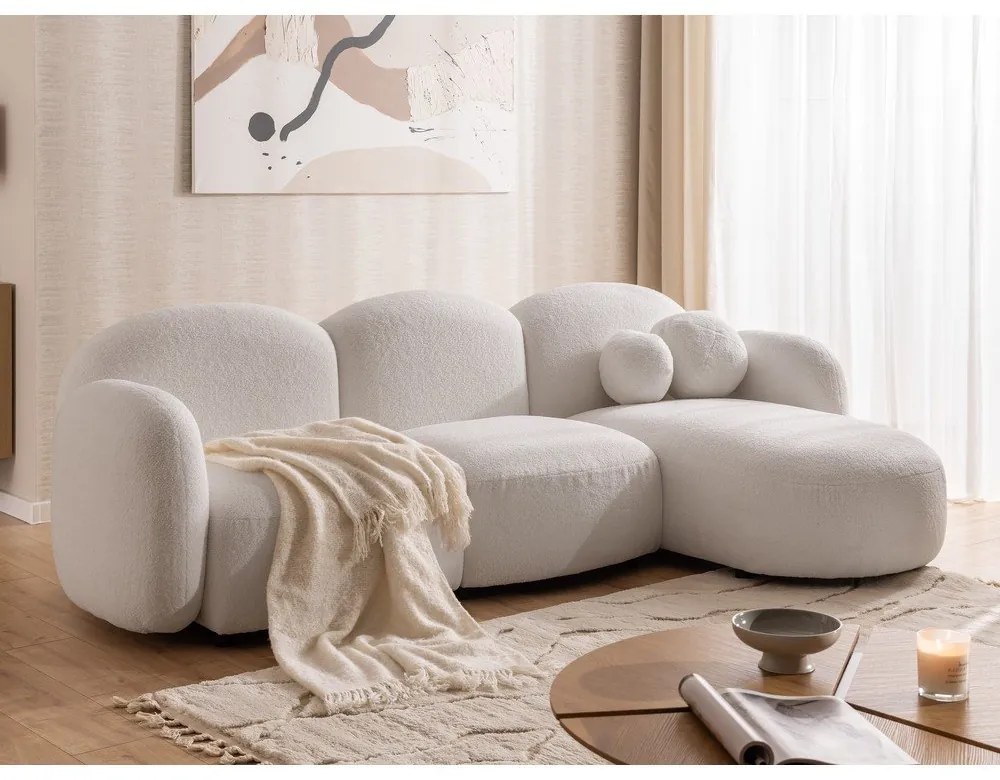 Кремав ъглов диван от букле (десен ъгъл) Orbit – Ropez