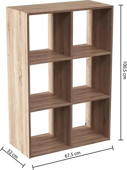 Рафт 5five Mix'n Modul, 6 отделения, MDF, 68x32x101 cm - Дървесен