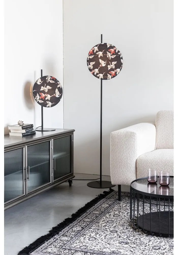 Черна подова лампа с текстилен абажур (височина 158 cm) Jaylee – White Label