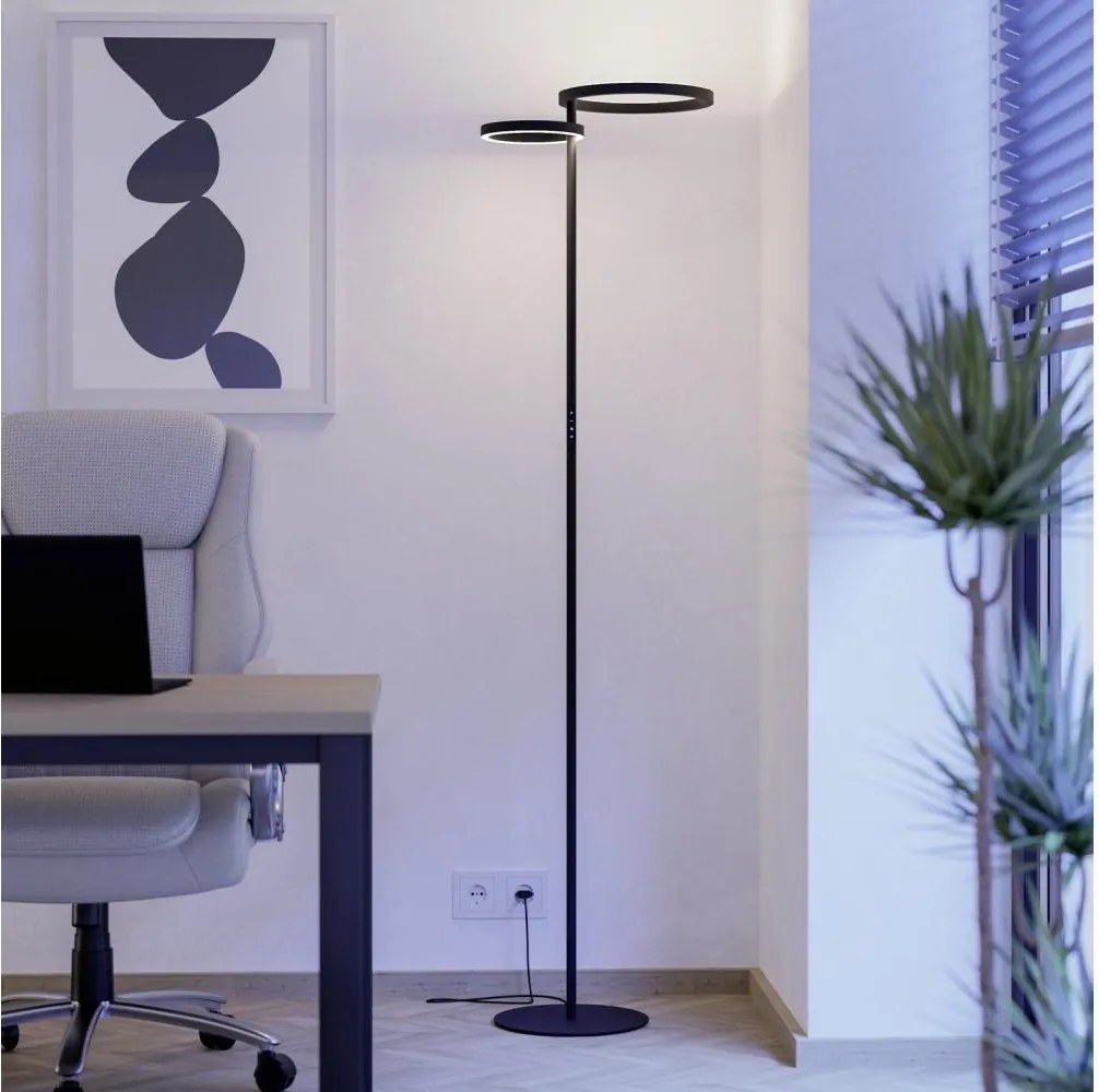 Eglo 901974 - димируема LED подова лампа CASTELPOTO LED/16W/230V + LED/12W черна