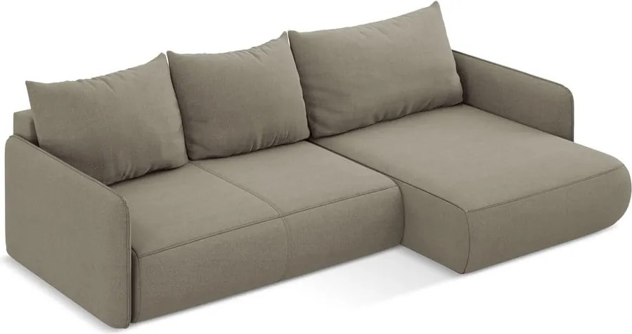 Бежов разтегателен ъглов диван с място за съхранение (десен ъгъл) Nanea – Makamii