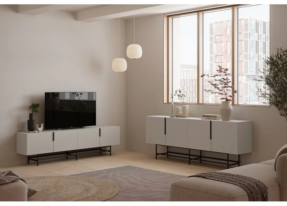 Кремав нисък скрин 200x77,5 cm Eldia – Marckeric