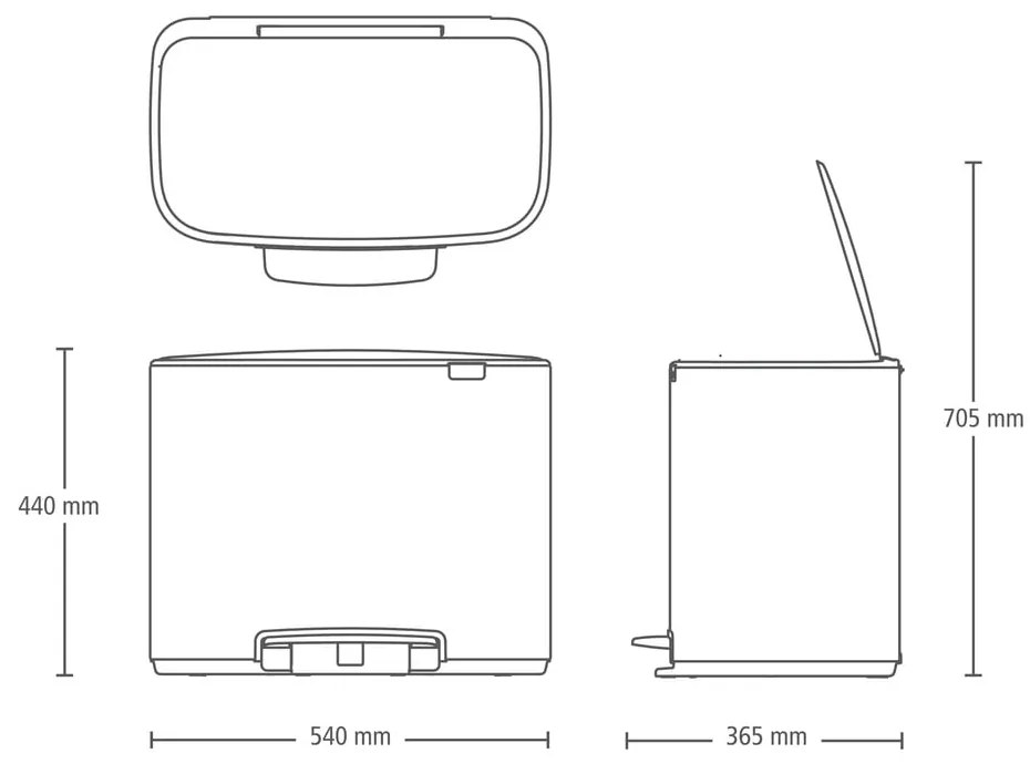 Бяло стоманено кошче за боклук за рециклиране с педал 33 l Bo – Brabantia