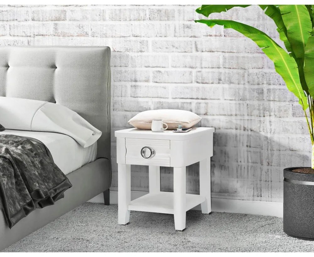 Нощно шкафче от бяла ела Shine - Mauro Ferretti