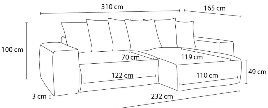 Син сгъваем/с място за съхранение ъглов диван от рипсено кадифе Voltaire – Bobochic Paris