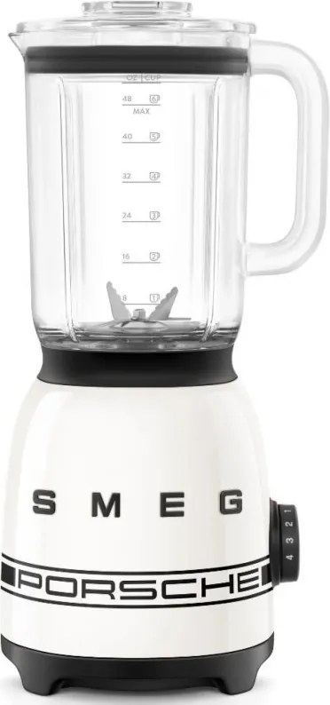 Блендер Smeg Porsche BLF03PCWEU, 800W, 1.5 л, 18000 об/мин, 4 програми, 4 скорости + Пулс, Неръждаема стомана, Бял