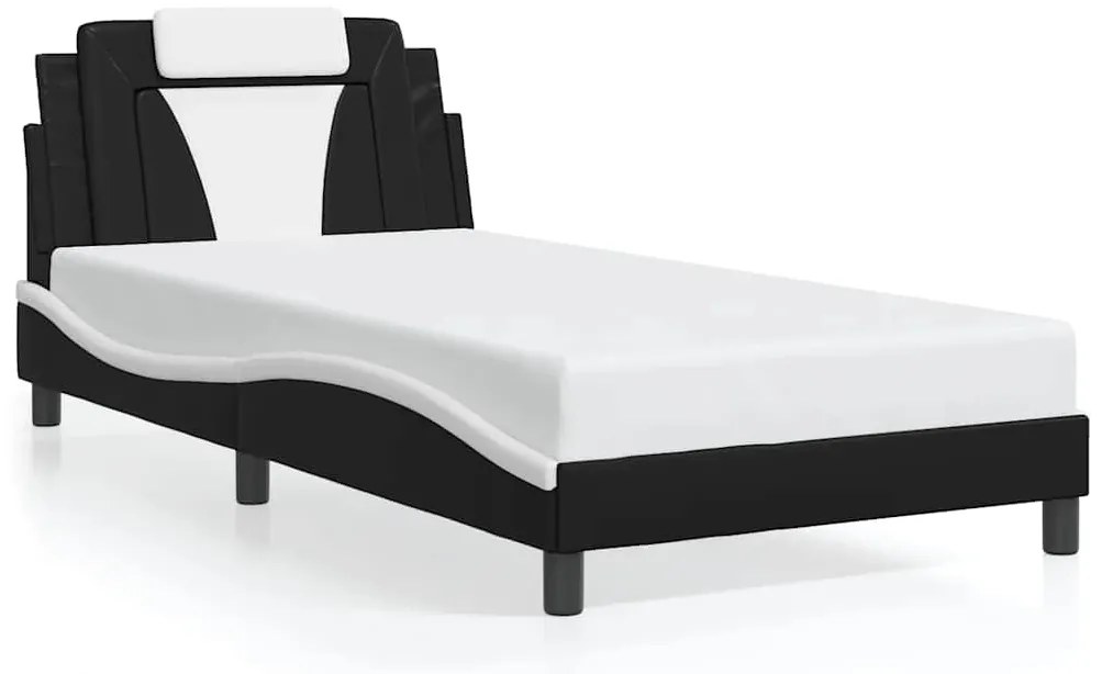 3208080 vidaXL Рамка за легло Viana без матрак, черна, бяла, 100x200см, изкуствена кожа