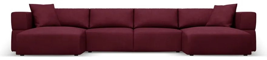 Ъглов U-образен диван в цвят бордо Esther – Milo Casa