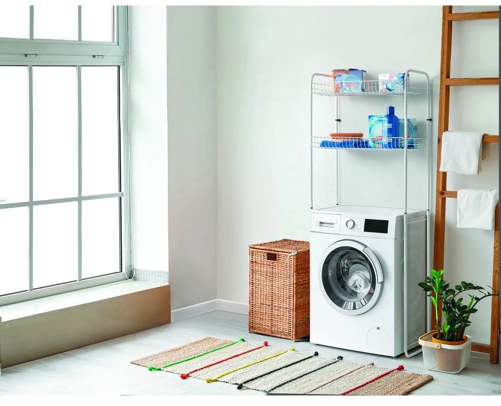 Бял двуетажен рафт над пералната машина Sky Wash - Metaltex