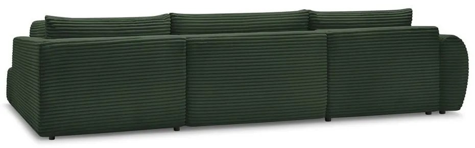 Тъмнозелен разтегателен ъглов диван от рипсено кадифе (ляв ъгъл/"U" форма) Lucien – Bobochic Paris