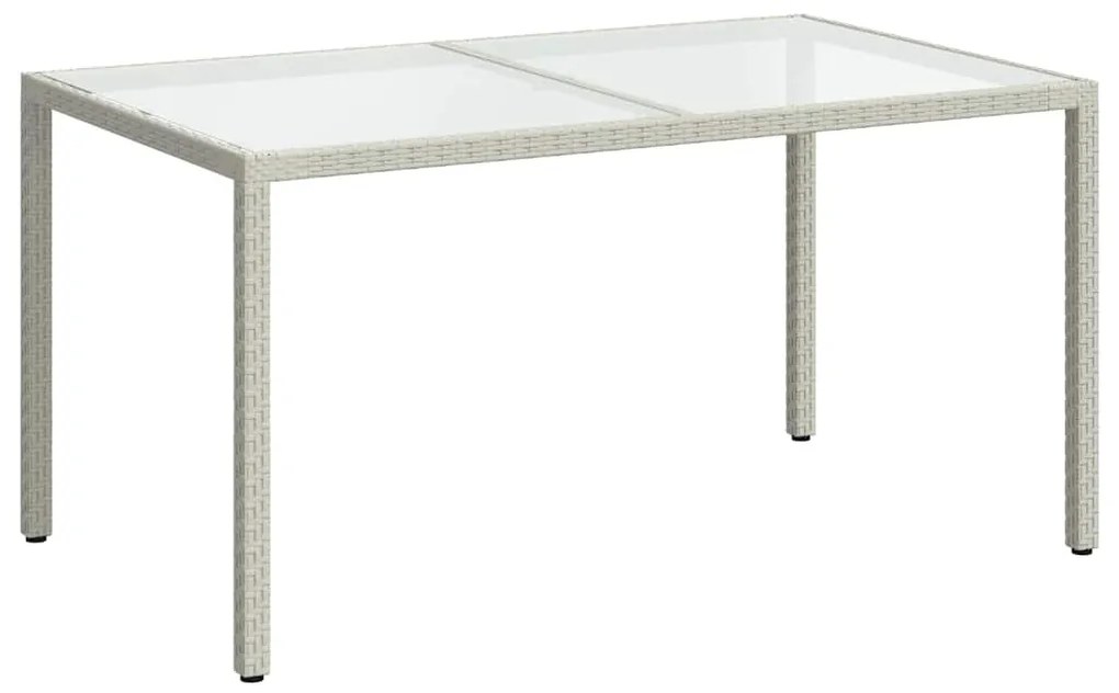 316709 vidaXL Градинска маса 150x90x75 см закалено стъкло и полиратан бяла