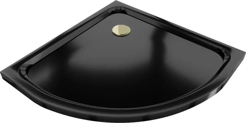 Mexen Flat полукръгъл душ корито тънък 100 x 100 см, черен, сифон златен - 41701010G