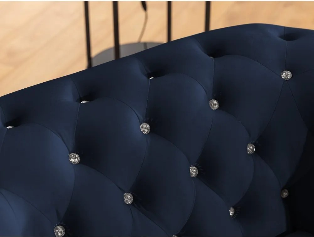 Син кадифен разтегателен ъглов диван (ляв ъгъл L форма) York Blik – Ropez