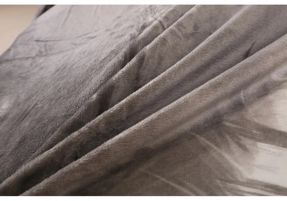 Сиво микроплюшено спално бельо за единично легло 140x200 cm - My House