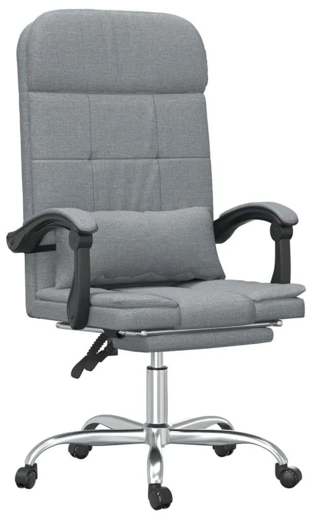 349705 vidaXL Масажен наклоняем офис стол, светлосив, текстил