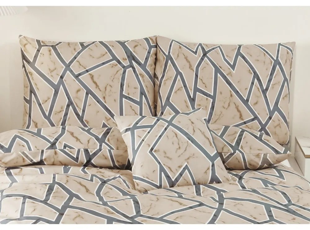 Светлокафяво единично спално бельо от микросатен 6 части 140x200 cm Marco – My House