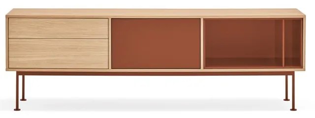 Телевизионен скрин в тухленочервено с дъбов фурнир Yoko - Teulat