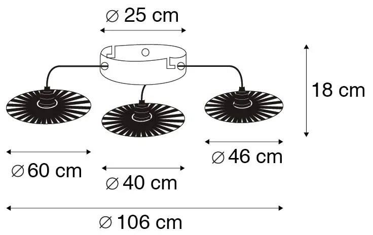 Ръстичен таванен аплик черен 3-светлина - Leia