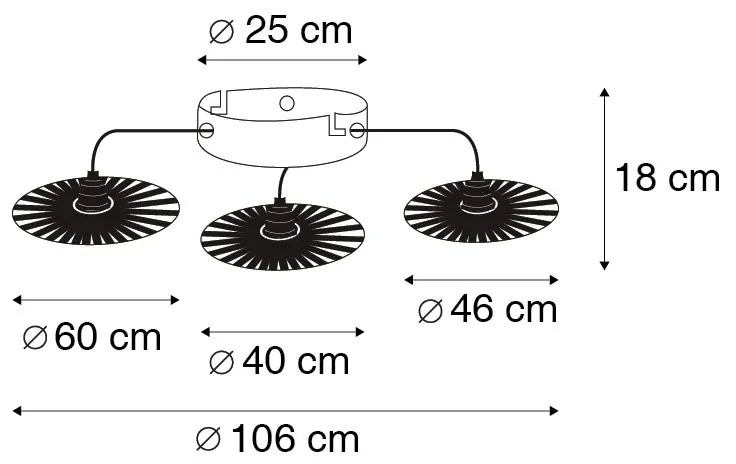 Селски плафон черен 3-светлинен - Leia
