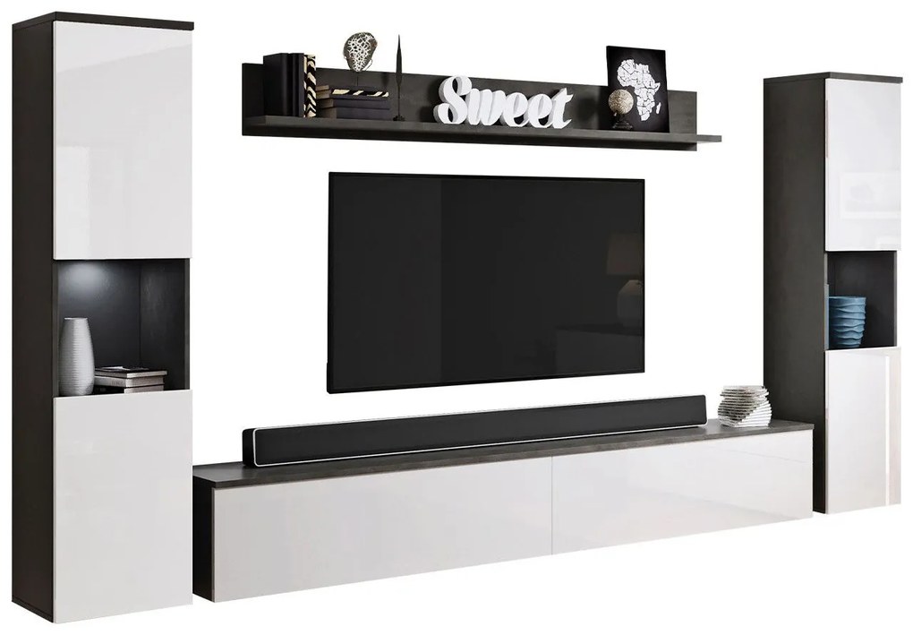 Холна секция Paris Xl-Бял Гланц - Антрацит