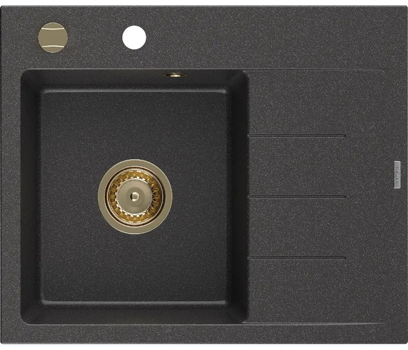 Mexen Ben гранитна мивка с 1 отделение и отцедник, лява, 600 x 500 мм, черно с