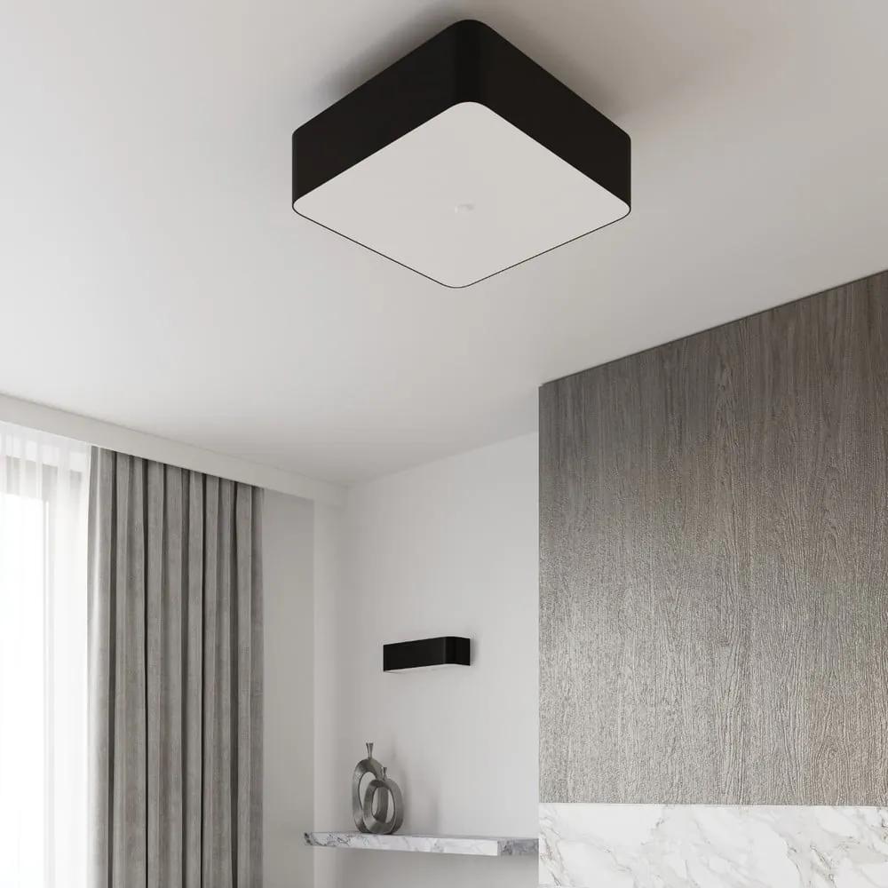Черно осветително тяло за таван със стъклен абажур/с текстилен абажур 55x55 cm Kortez – Nice Lamps
