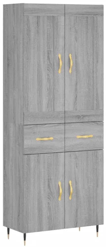 3199863 vidaXL Висок шкаф, сив сонома, 69,5x34x180 см, инженерно дърво