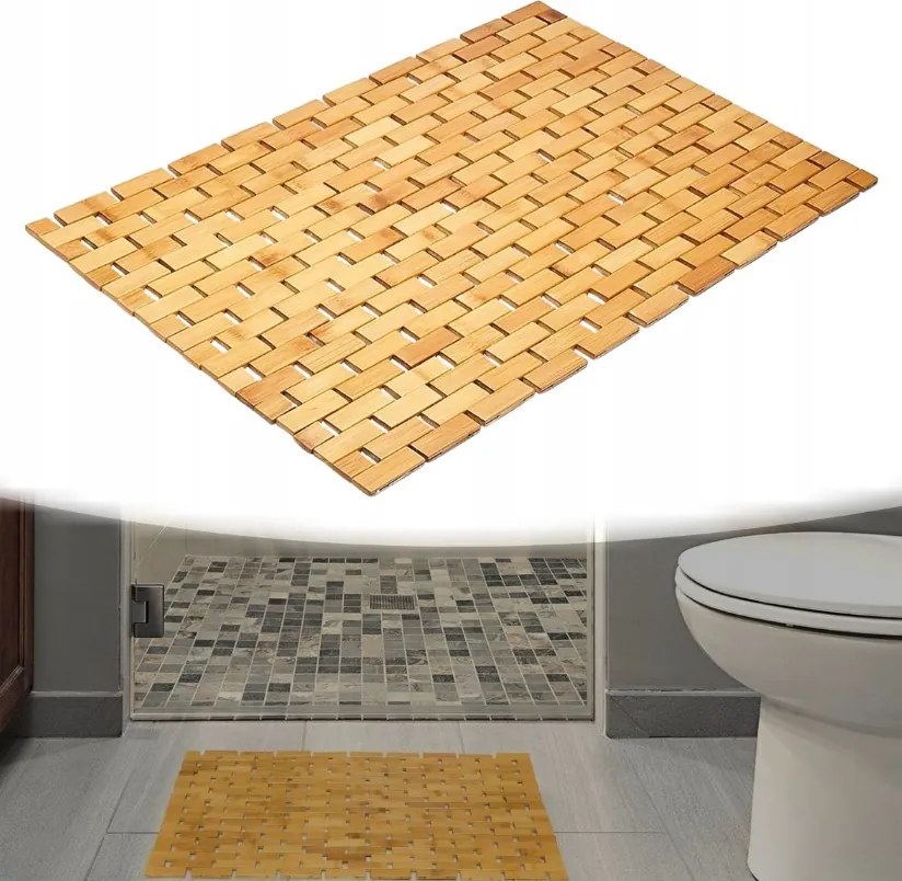 Бамбукова постелка за баня и сауна 80x50см, многофункционална