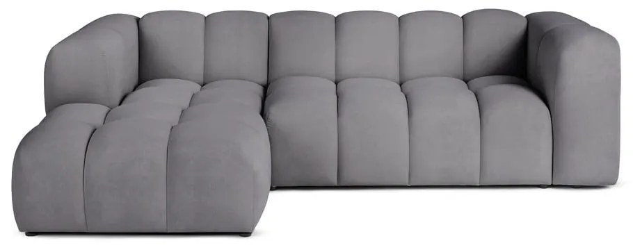 Сив кадифен ъглов диван (ляв ъгъл) Cube – Bonami Selection