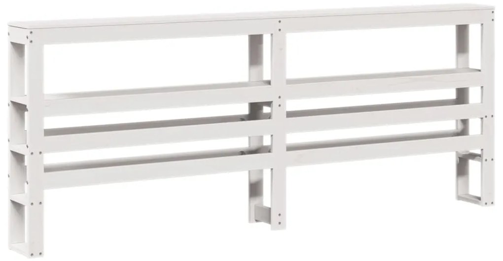 850876 vidaXL Горна табла с рафтове, бяла, 180 см, масивно дърво бор