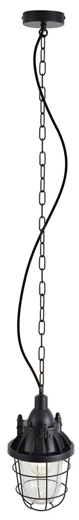 Индустриална висяща лампа черна със стъкло - Cabin