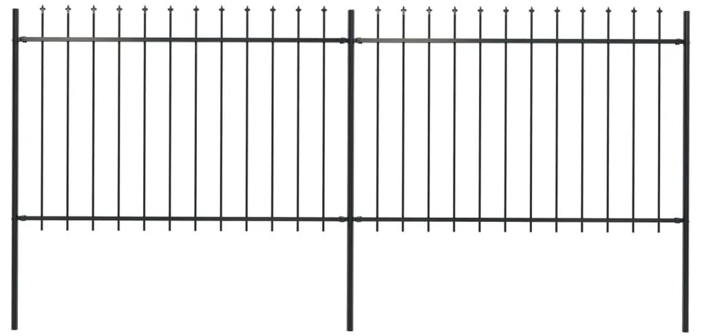 Градинска ограда с пики, стомана, 3,4x1,2 м, черна