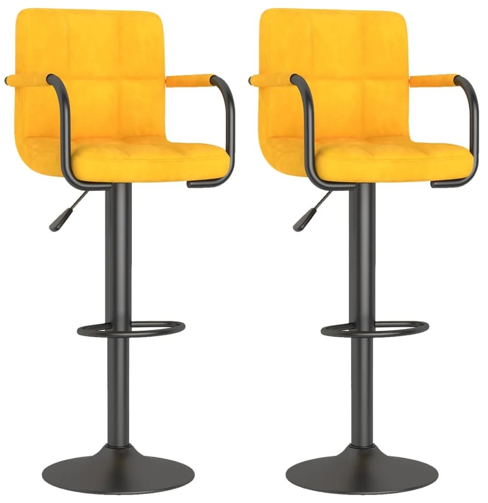334666 vidaXL Бар табуретки, 2 бр, горчица, кадифе