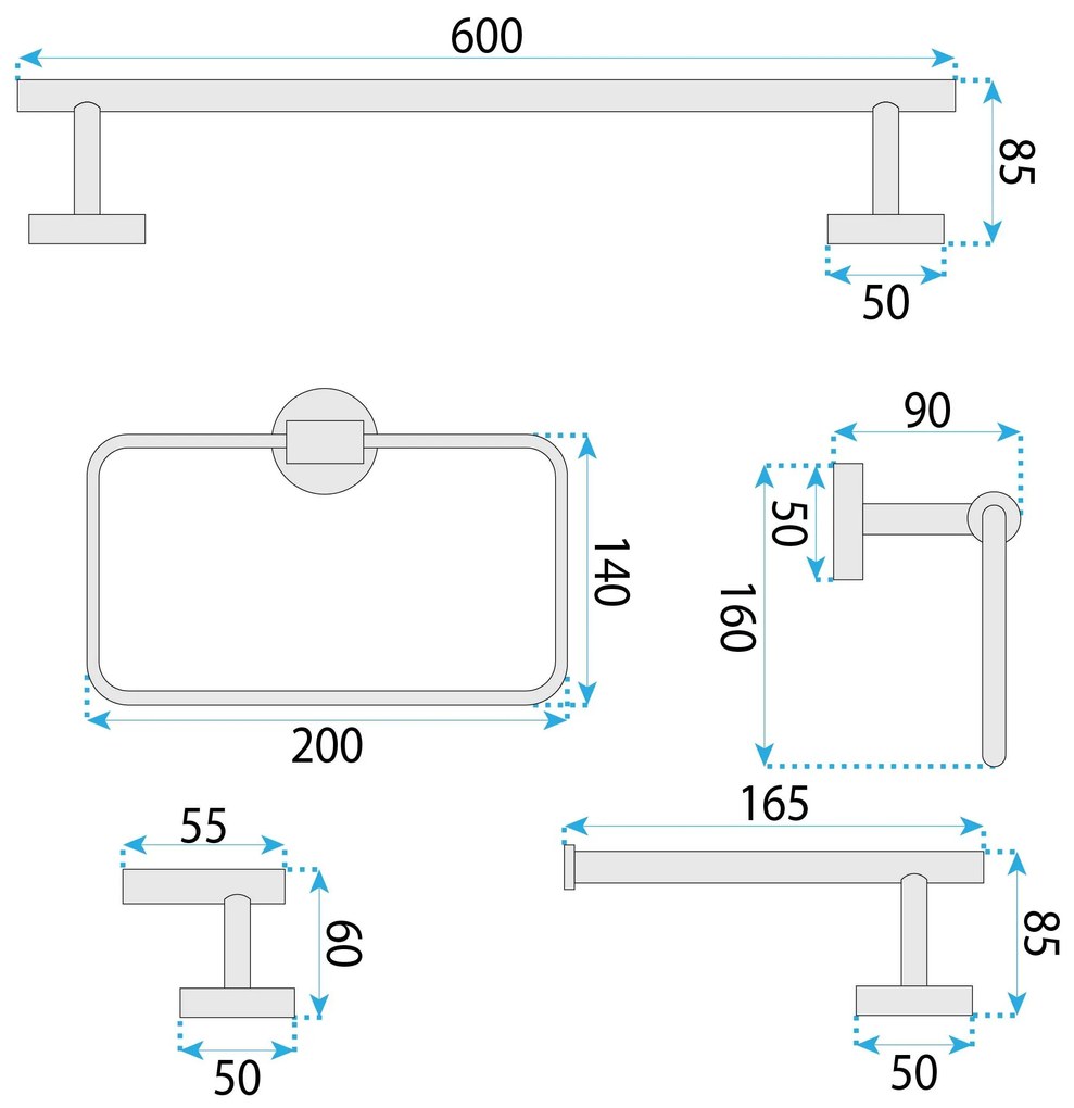 Комплект аксесоари за баня GRID Brush Gold 4 части