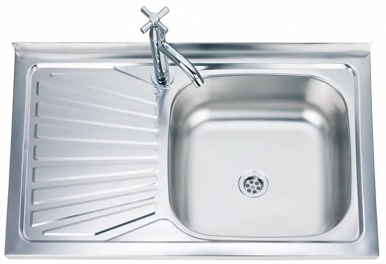 Кухненска мивка ICK 8050A*18 L, алпака, ляв плот, със сифон, 80x50см