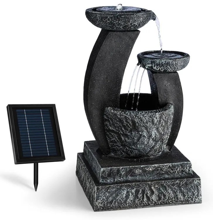 Blumfeldt FANTAGHIRO, градински фонтан, декоративен фонтан, 3W SOLAR LED полиресин каменен вид