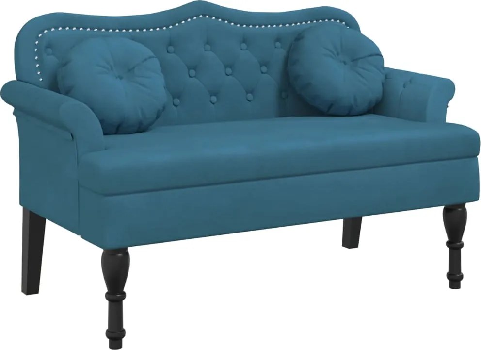 372148 vidaXL Пейка с възглавници, синя, 120,5x65x75 см, кадифе