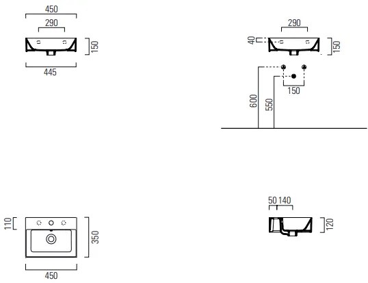 мивка Gsi Kube X-45 x 35 x 15