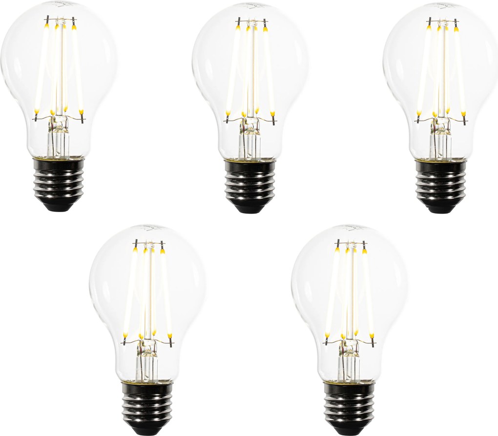 Комплект от 5 E27 LED крушки A60 прозрачни 2.2W 470 lm 3000K