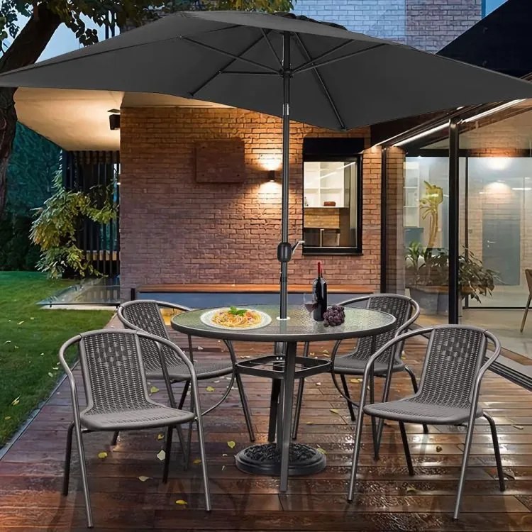 Кръгла стъклена градинска маса 105 cm