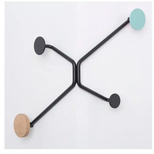 Черна стенна закачалка за външен ъгъл с детайл в ментово зелено Hook - Gazzda