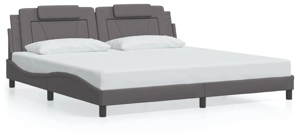 3208120 vidaXL Рамка за легло Viana без матрак, сива, 200x200 см, изкуствена кожа