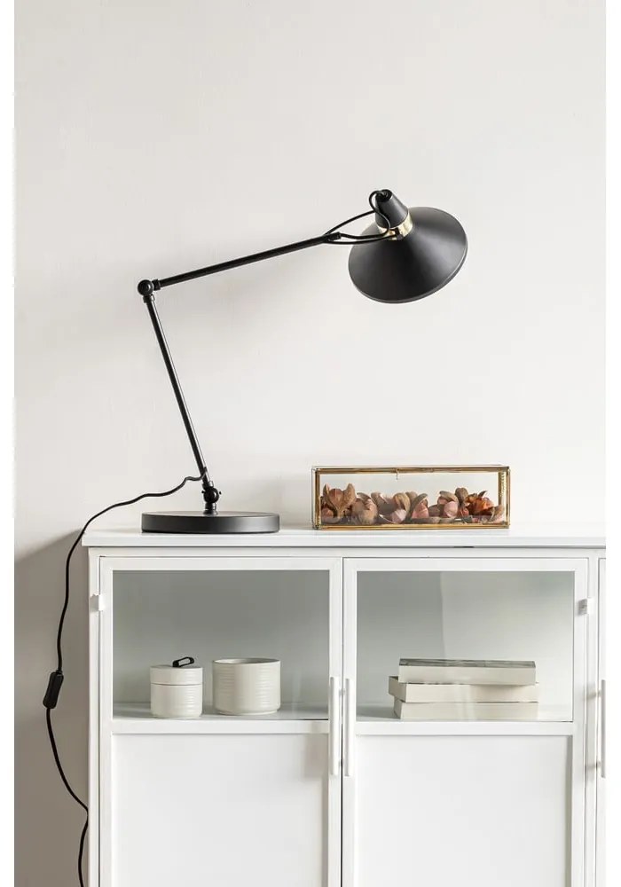 Черна настолна лампа с метален абажур (височина 70 cm) Jona – White Label
