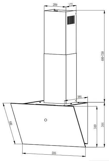 Абсорбатор за вграждане Crown CV13K60BL, Клас А++, 594 m3/h, 3 степени, Управление с жестове, LED осветление, Черен