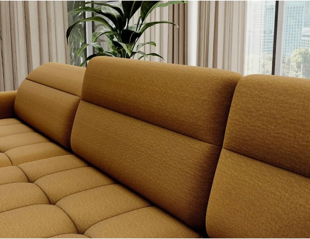 Жълт кадифен разтегателен ъглов диван с място за съхранение (десен ъгъл U форма) Berrto – ELTAP