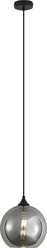 Арт Деко висяща лампа черна с димно стъкло - Wallace