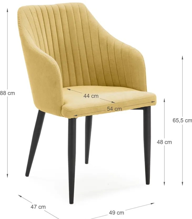 Жълти тапицирани трапезни столове в комплект 2 бр. Nadi – Marckeric