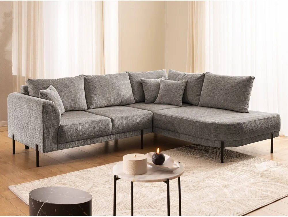 Кафяво-сив шенилов ъглов диван (десен ъгъл/L форма) Mauris – Ropez