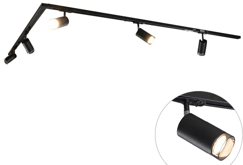 Модерна релсова система за осветление с 5 черни димни прожектори 1-фазов - Iconic Jeana