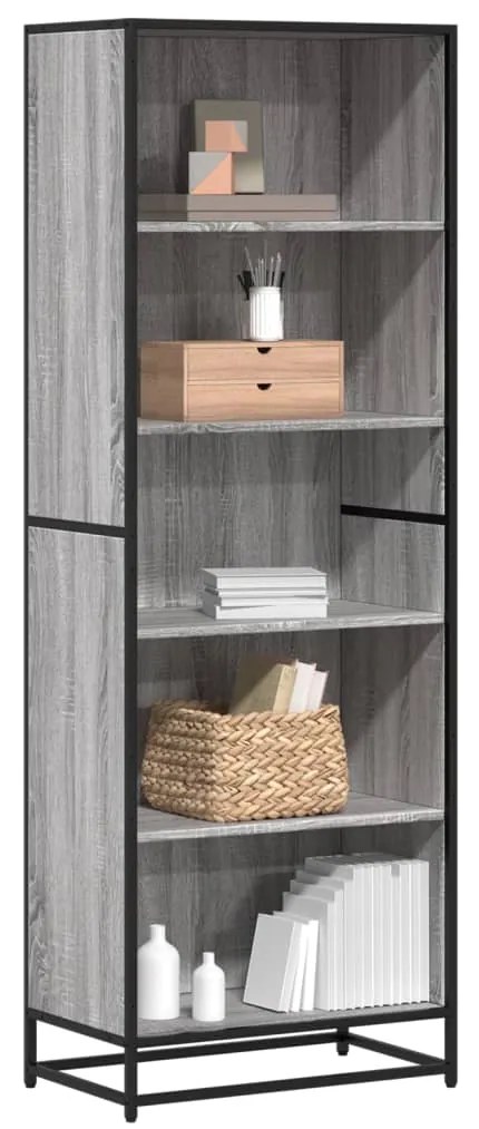 3300853 vidaXL Библиотека, сив сонома, 60x35x170,5 см, инженерно дърво